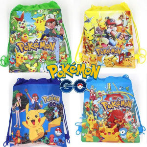 Pokemon Pikachu Non-Woven Fabric Travel Bag – Drawstring Backpack for Clothes, Shoes, and Storage