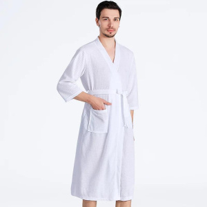 Personalized Men's Monogrammed Cotton Waffle Robe Bathrobe Custom Robes for Guys Groomsmen Father's Day Gift Sleepwear