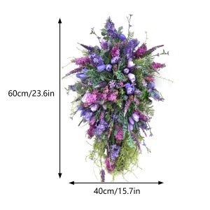 Purple Tulip Wreath Lilac Tulip Hyacinth Hydrangea Colorful Spring Summer Wreath Front Door Hanging Ornaments Home Decor Swag