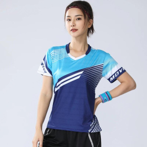 Women Team Sport T-shirts Badminton Training Short Sleeve Quick Dry Letter Print Training Volleyball Tennis Shirts Custom