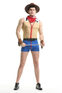 Halloween Carnival Party Sexy Men Western Cowboy Costume Stage Performance Woody Cosplay Fancy Dress