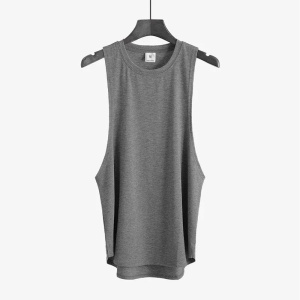 Plain Cotton Mens Muslce Vest Gym Tank Tops Men Bodybuilding Singlets Fitness Sporting O-Neck Open Side Sleeveless Shirt