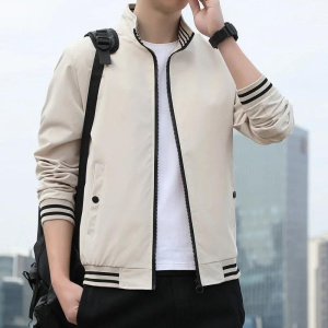 BROWON Fashion Jackets for Men Long Sleeve Regular Coats Men Jacket Solid Daily Casual Bomber Jacket