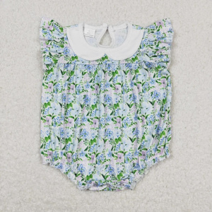 Newborn July 4th Romper Embroidery Flag Jumpsuit Toddler Kid Children Baby Girl Smocked Gingham Overall Bubble Newborn One-piece