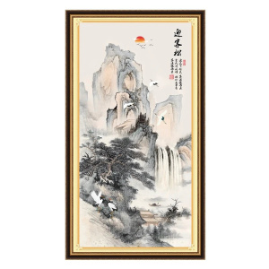 Guest-Greeting Pine Pattern Printed Canvas DIY Cross Stitch Complete Kits Embroidery Set Cotton Thread Needlework Home Decor