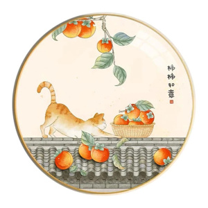 Cat and Persimmons Pattern Printed Canvas DIY Cross Stitch Complete Kits Embroidery Set 11CT Cotton Thread Needlework Home Decor
