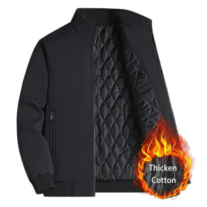 BROWON Plus Size 8xl Jacket for Men Thick Stand Collar Solid Jacket Men Waterproof Warm Business Casual Men Coats