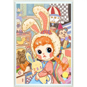 DIY Cross Stitch Kits Cartoon Rabbit Patterns Printed Canvas 11CT Cotton Thread 9CT Needlework Embroidery Set Home Decoration