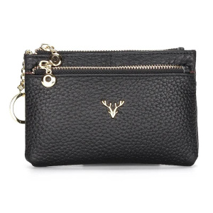 Fashion Genuine leather Coin Purse Key ring Luxury Card Holder Deer Custom Name Card Wallet For Woman