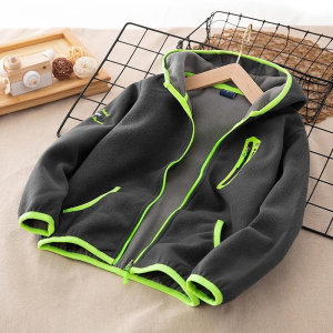 Brand Windproof Hooded Zip Full Fleece Child Coat Contrast Baby Boys Jackets Kids Outfits Children Outerwear 3-14 Years