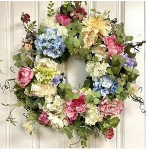 Rainbow Hydrangea Artificial Wreath Flowers Garland Front Door Home Decor Wreath Decorative Fake Flower Home Door Decors