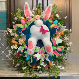 Decorative Cute Bunny Wreath Door Decoration Easter Thief Bunny Butt With Ears Cartoon Bunny Shape Cute Decoration Ornaments