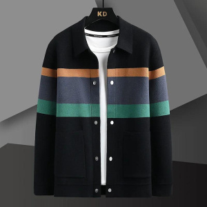 New Business Casual Cardigan Sweater Men's Fashion Versatile Long sleeved Knitted Coat