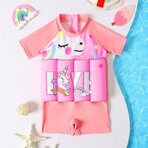 Girls Buoyancy Swimsuit Kids Pool Clothing New Children Cartoon Print Swimwear Infant Floating Rash Guards Beachwear