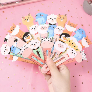 50pcs/bag Cute Animal Bookmarks Paper Ruler for Kids Birthday Party Favor Classroom Prize Back to School Stationery Children Gif