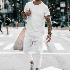 New European and American Foreign Trade Men's Two-Piece Round Neck Short Sleeve T-Shirt Casual Fashion Men's Short Sleeve S