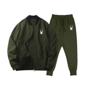 New Fashion Men's Set European And American Style Stand-up Collar Zipper Jacket And Pants Tracksuit