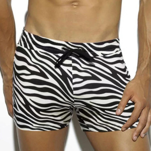 Zebra Stripes Men's Swim Boxer Briefs Sexy Swimming Short Water Sport Beach Pants Swimsuit Swimwear Male Bathing Suit Surfing