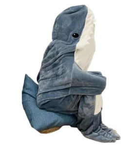 Cartoon shark sleeping bag Pajamas animal one-piece pajama flannel shark loungewear one-piece shark sleeping robe