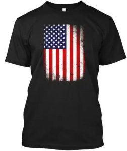 USA Flag 4th July T-Shirt with Red and White Stripes