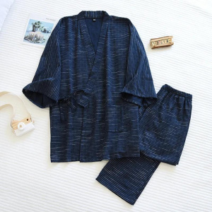 New seven-sleeve Japanese-style kimono pajamas set men 100% cotton home clothes comfortable men pajamas Two pieces