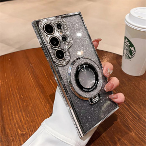 Luxury Glitter Case for Samsung Galaxy S24 & S25 For Magsafe Magnetic Ring Stand