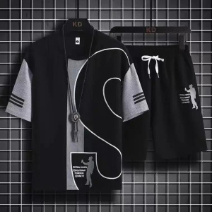 Male T Shirt Short Sets Graphic Sports Suits Print Work Wear Waffle Men's Shorts Set 2 Piece Outfit Trendy Two Regular Fit Basic