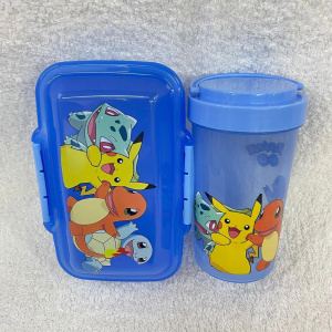 2PCS Pokemon Pikachu Lunch Box Portable Food Storage Container with Lids Bento Box with Cup Student Large Capacity Tableware New