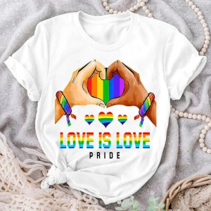 Women's Fashion Love Is Love Pride Printed Cotton T-Shirt Harajuku Casual Short Sleeve Shirt Plus Size Gothic Top