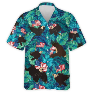American Independence Day 3D Print Shirts For Men With Patriotic Eagle And Horse