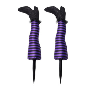 1PCS Halloween Decoration Evil Witch Leg Decoration Inverted Evil Witch Feet Boots Stakes Courtyard Lawn Outdoor Garden Props
