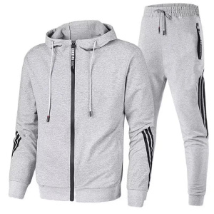 New European and American Solid Color Fleece Sweater Pants Men's Casual Zipper Sports Hat Set
