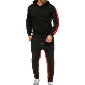 Men's printed fitness casual sportswear set hooded sweatshirt + jogging pants street wear 2 sets