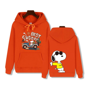Men's casual fashion brand high-end quality Snoopy print thick warm street fashion hoodie