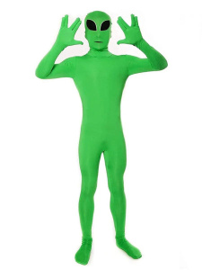 Green ET Alien Kids Jumpsuit Cosplay Costume Jumpsuit Adult ET Alien Mask Full Set Halloween Party Masquerade Bodysuit Suit