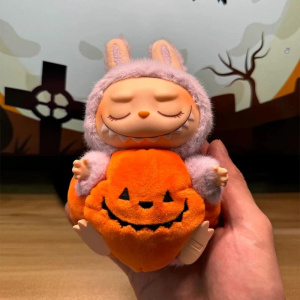 Labubu Halloween Pumpkin Plush Pendant – Cute Vinyl Collectible Doll, Festival Gift, Unisex Accessories