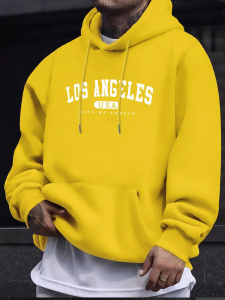 Los Angeles Usa Print Men_s Long Sleeve Drawstring Print Hoodies Tshirt COTTON For Men Casual