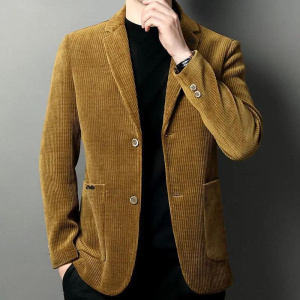 Men's High-Quality Corduroy Coat Thick Velvet Casual Suit Jacket Handsome Ruffian Business Top Trend