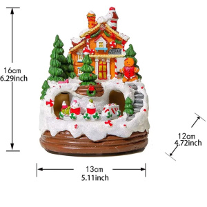 Illuminated Christmas Gingerbread Village House with LED Light And Music Train Display Tabletop Holiday Building Figurine Decor