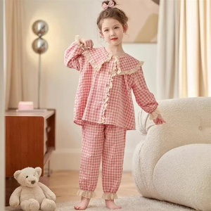 Girl's sleepwear Cotton Sweet Princess Children's Mother Daughter Thin Long Sleeved New Home Clothes