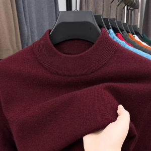 High Quality Men's Thicken Sweater Mock Neck Simple Basic Skin-friendly Elasticity Pullovers Business Innerwear Sweater