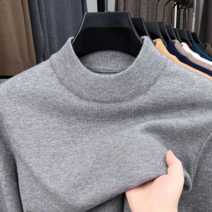 High Quality Men's Thicken Sweater Mock Neck Simple Basic Skin-friendly Elasticity Pullovers Business Innerwear Sweater