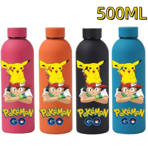 Anime Pokemon Insulated Cup Sport Small Mouth Bottle Pikachu Double-layer Vacuum Stainless Steel Cola Coffee Frosted Bottle