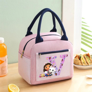 Gabby Dollhouses Girls Child Lunch Pack Cartoon Letter Insulated Bags Lunch Boxes Thickened Watertight Handbag Anime Kids Gifts
