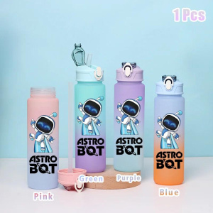 Astro Bot Game Gradient Water Cup Outdoor Cartoon Plastic Large Capacity Sports Fitness Portable Leakproof Water Bottle Gift DIY