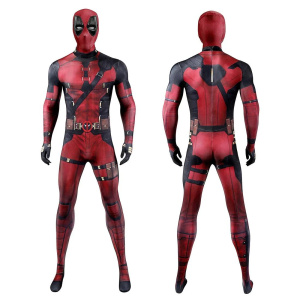 Red Mouth Hero Costume Unisex Halloween Themed Party Cosplay Full Body Suit with Removable Mask