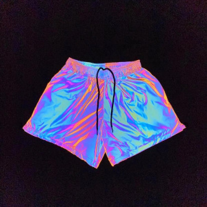 Techwear Style Colorful Reflective Shorts Women Harajuku Casual Rainbow Color Reflective Short Pants Bermuda