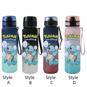 650ML Pokemon  Anime Characters Water Cup Portable Children's  Outdoor Sports  Large Capacity Plastic Antidrip Water Bottle