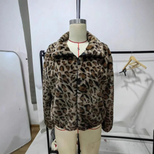 Zekye Women Jacket Leopard Print Thick Plush Hooded Warm Long Sleeve Coat Soft Zipper Loose Cardigan Lady Coat