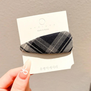 Khaki Plaid Fabric Hair Clips Hair Accessories Pinzas Para El Cabello Fashionable Side Bangs Clip Versatile Hair Accessory